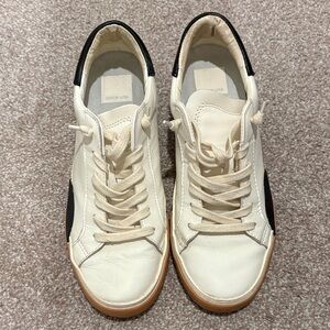 White and Black Sneakers with Gum Sole